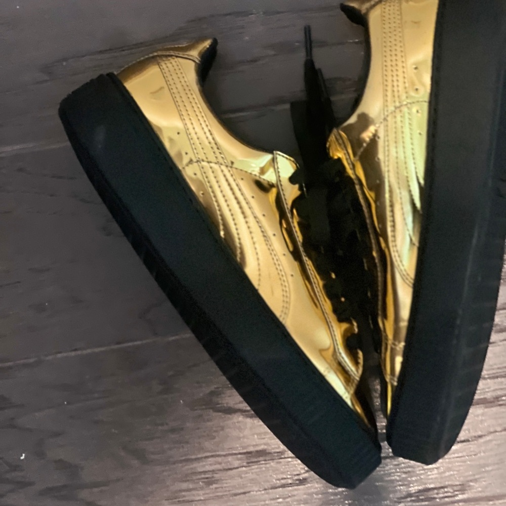 Fenty x Puma Basket Platform Metallic Gold Sneakers